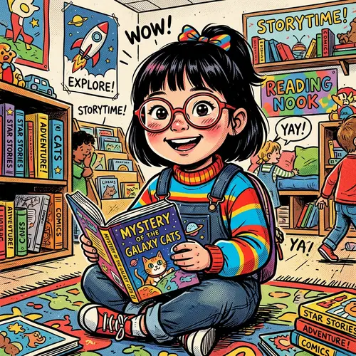 Adorable 5-Year-Old Girl with Glasses & Book
