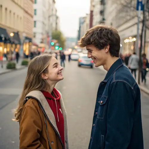 Romantic City Street Moments: A Young Love Story