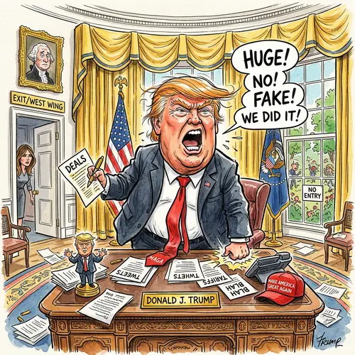 Donald Trump Oval Office Caricature Art