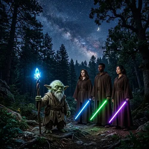 Wisdom of Yoda and Jedi Warriors in a Starry Realm