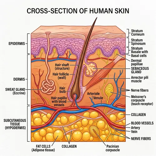 Detailed Cross-Section of Human Skin Illustration