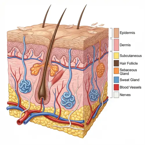 Detailed Cross-Section Illustration of Human Skin