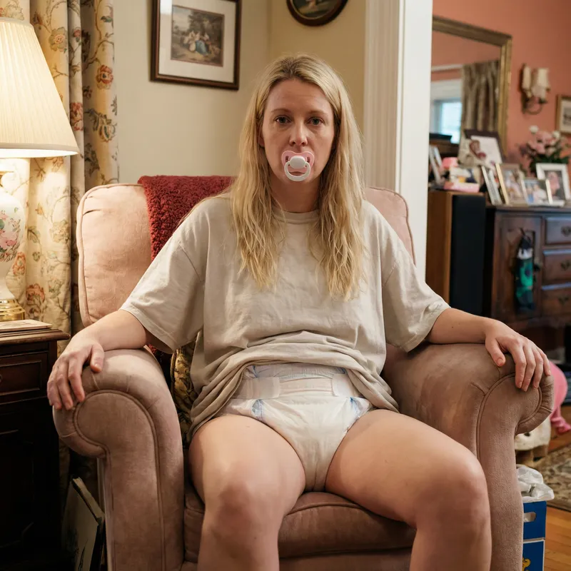 Cute Blonde with Diaper and Pacifier