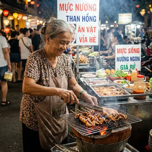 Authentic Vietnamese Squid Grilling | Elderly Woman Cooking