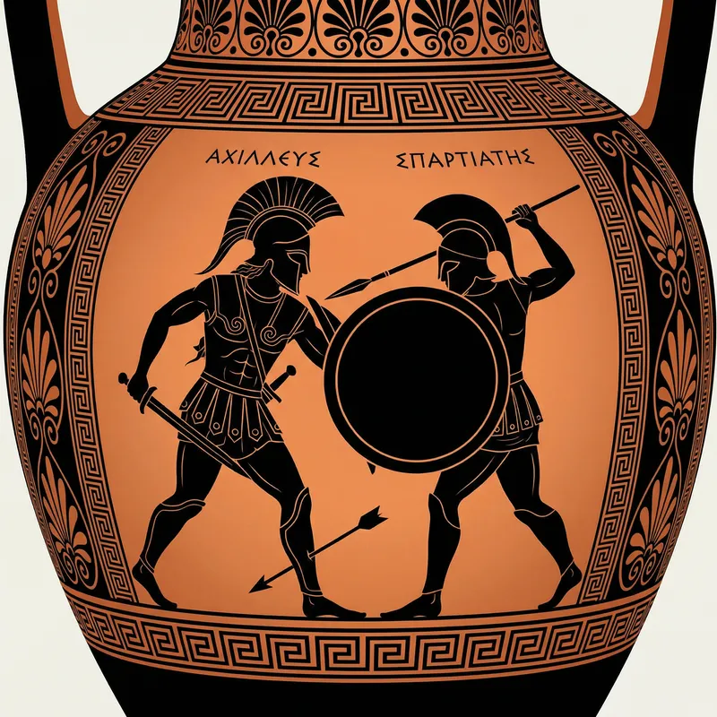 Ancient Greek Mythology Art: Achilles vs Spartan Soldier