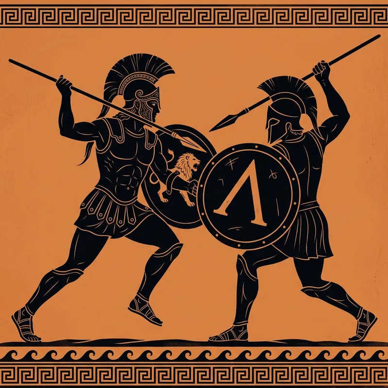 Achilles vs Spartan Soldier: Epic Mythological Battle Silhouettes