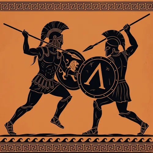 Achilles vs Spartan Soldier: Greek Mythology Art Scene