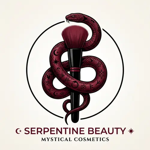 Burgundy Snake Makeup Brush Logo | Alchemy Mysticism Art