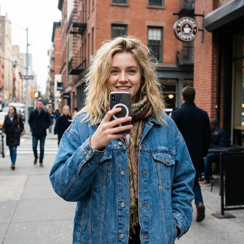 Realistic Influencer Photography of Young Blonde Woman