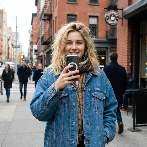 Realistic Influencer Photography of Young Blonde Woman