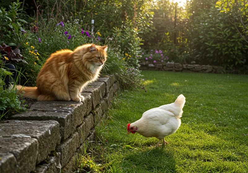 Adorable Cat and Chicken Interaction
