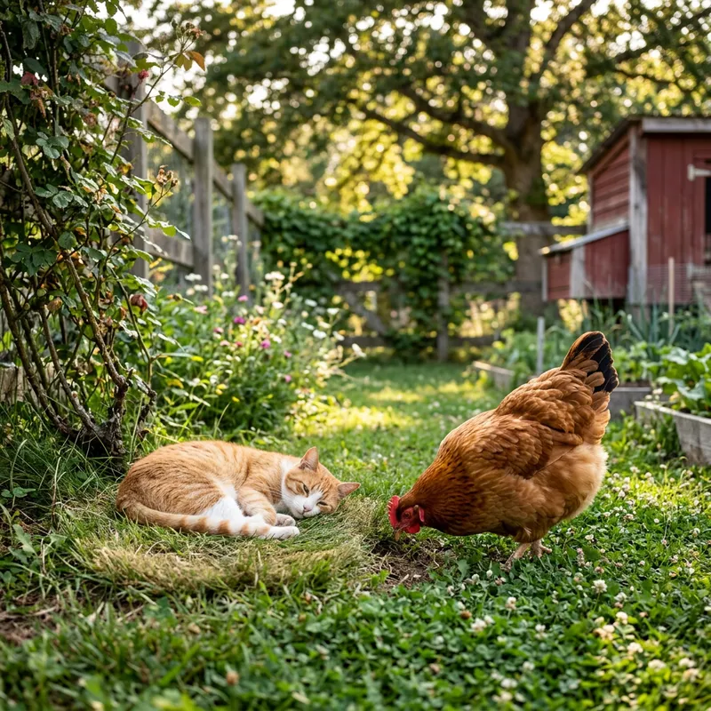Adorable Cat and Chicken Interaction