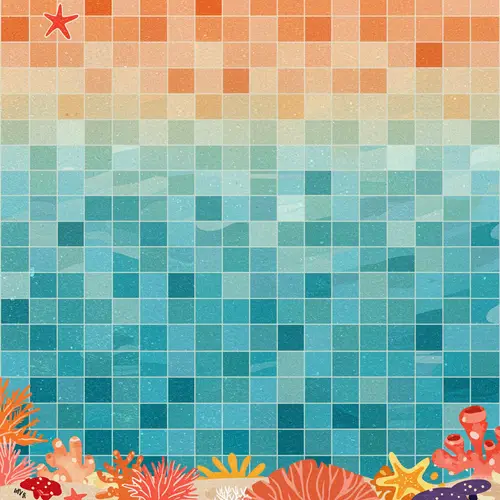 Vibrant Ocean Theme Tile Design