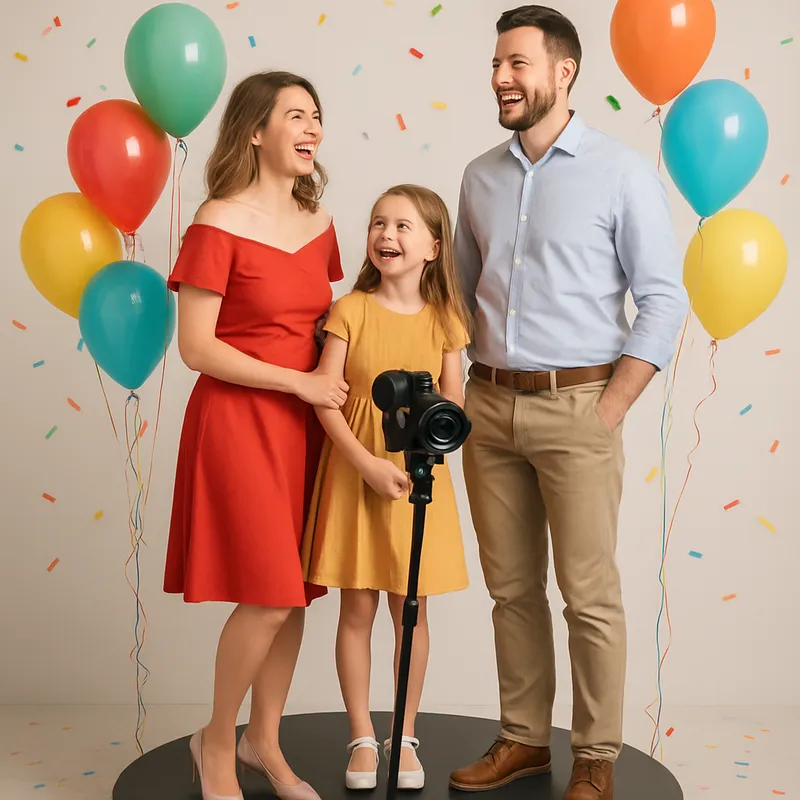 Happy Family Video Shoot on Round Platform