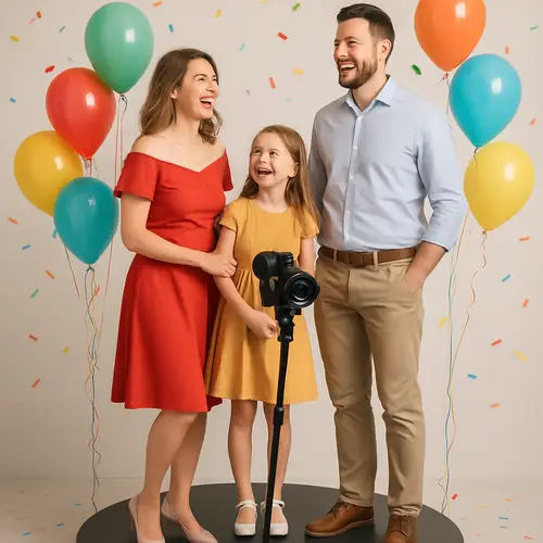 Happy Family Video Shoot on Round Platform