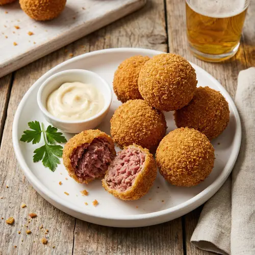 Crispy Smoked Meat Croquettes with Creamy Dipping Sauce