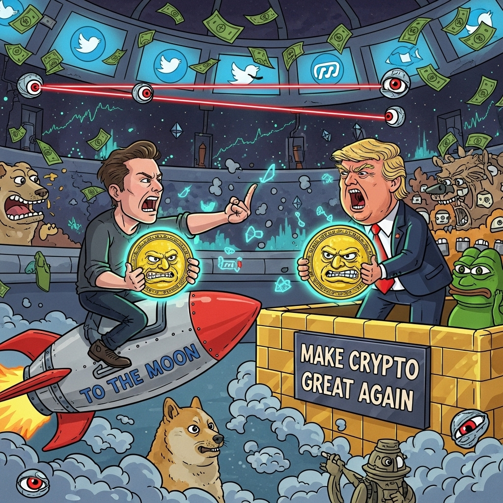 Elon Musk vs. Donald Trump: Crypto Showdown | AI Art Generator |  Easy-Peasy.AI