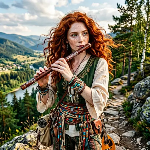 Female Air Genasi Bard | Delicate Porcelain Skin, Green Eyes