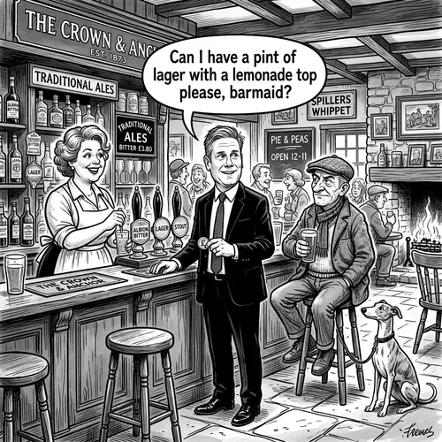 Humorous Cartoon of a Northern English Pub Scene