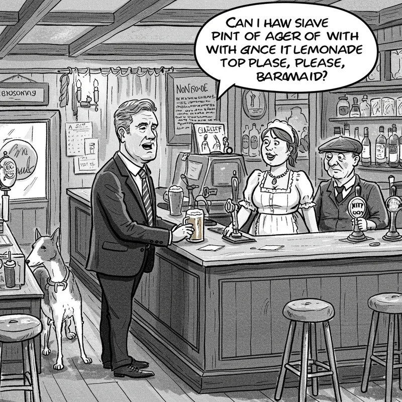 Humorous Cartoon of a Northern English Pub Scene