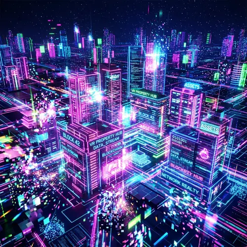 Digital Real Estate in Cyberspace: Neon-Lit Glitchy Environments