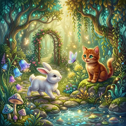 Magical Garden: Enchanting Flora and Mystical Fauna