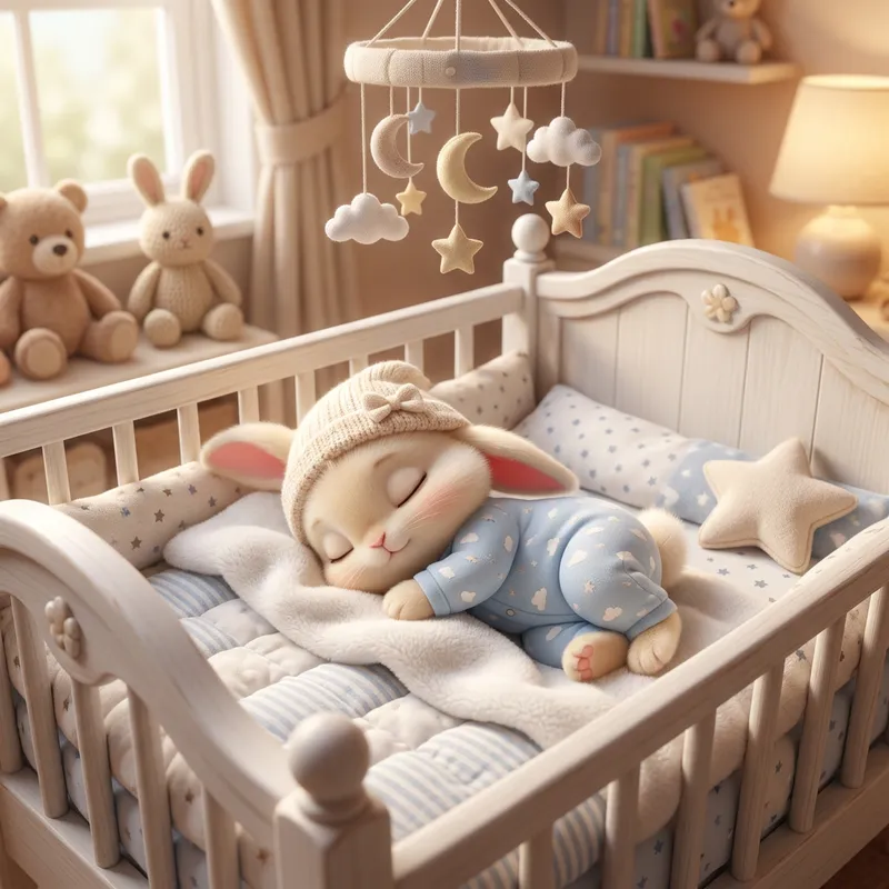 Cute Newborn Bunny Sleeping in Crib Cute Newborn Bunny Sleeping in Crib