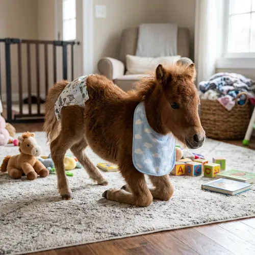 Adorable Baby Pony with Diaper and Drooling Bib