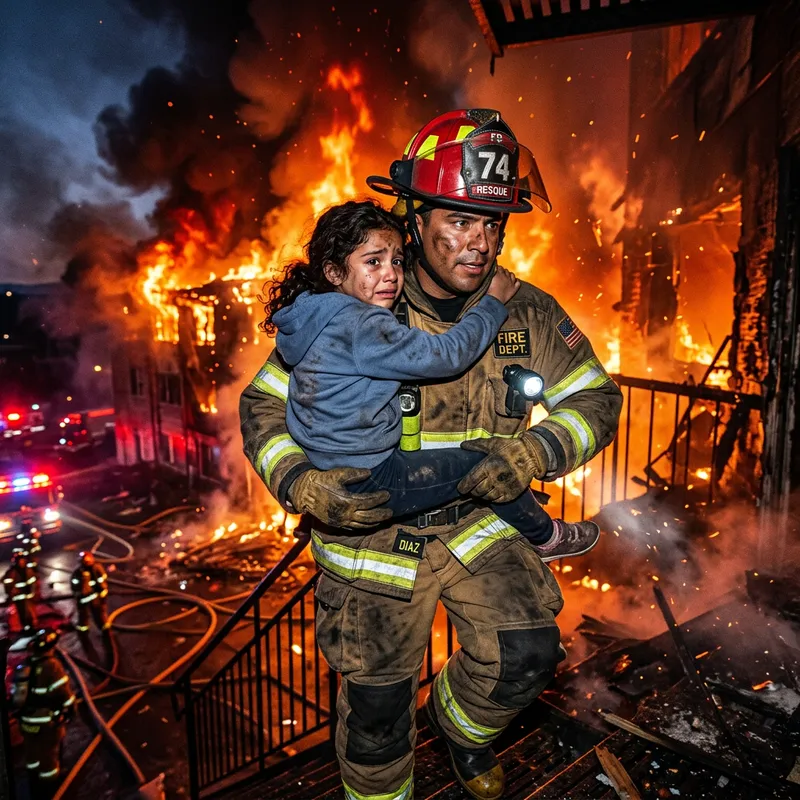 Heroic Firefighter Saves Terrified Child in Dramatic Rescue