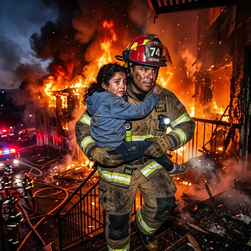 Brave Firefighter Rescues Terrified Child in Dramatic Scene