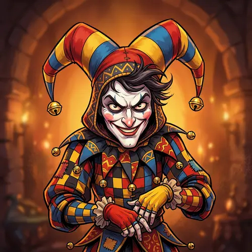 Mischievous Jester Cartoon - Staring Mascot Image