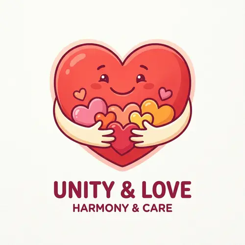 Heart Logo with Cartoonish Hands - Unity and Love Design