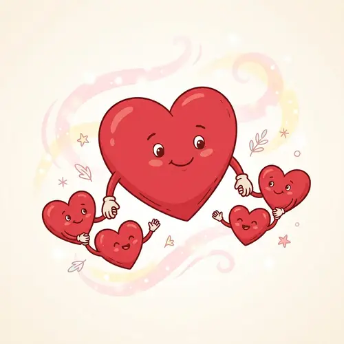 Big Heart Holding Hands with Small Hearts