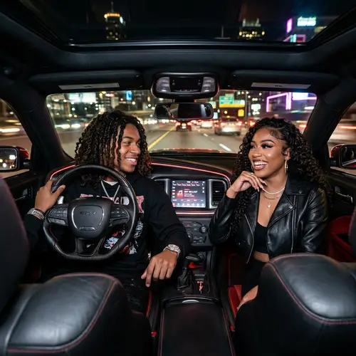 Stylish Teen in Hellcat Charger with Baddie