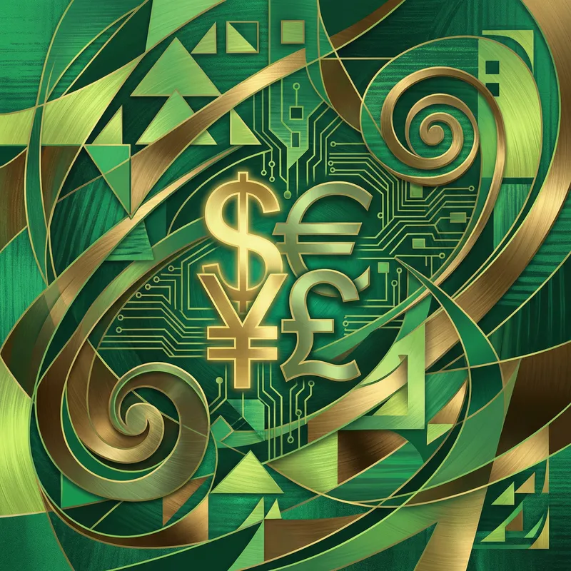 Money in abstract digital art: Greens & Gold Economy concept Money in abstract digital art: Greens & Gold Economy concept