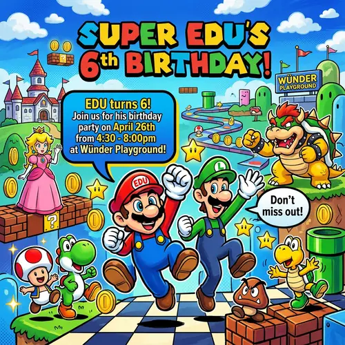 Video Game-Themed Birthday Party Invitation Art