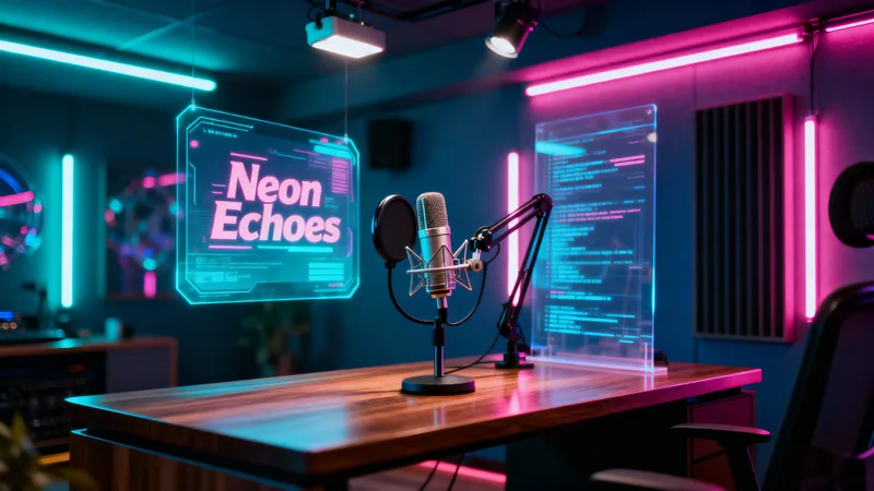 Stunning Cyberpunk Podcast Studio Design