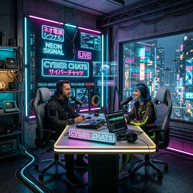 Stunning Cyberpunk Podcast Studio Design Stunning Cyberpunk Podcast Studio Design