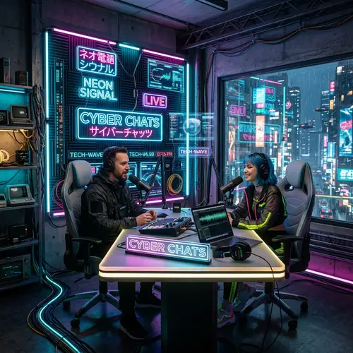 Stunning Cyberpunk Podcast Studio Design