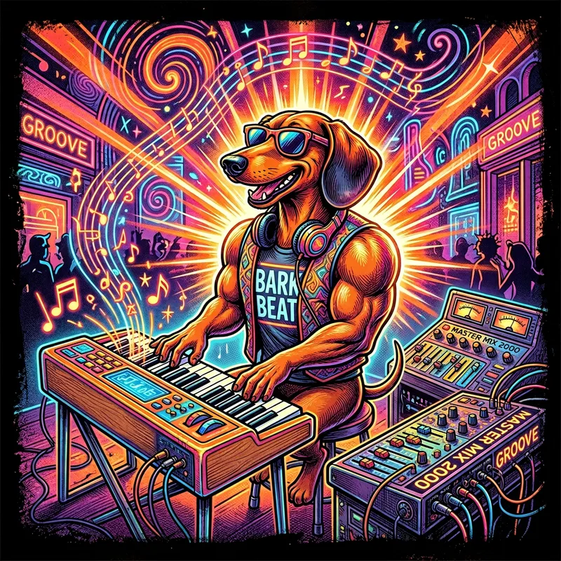 Vibrant Dachshund Musician on Keyboard | Colorful Animation Vibrant Dachshund Musician on Keyboard | Colorful Animation