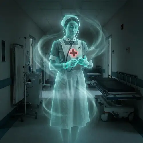 Ethereal Healthcare Professional with Red Cross Symbol