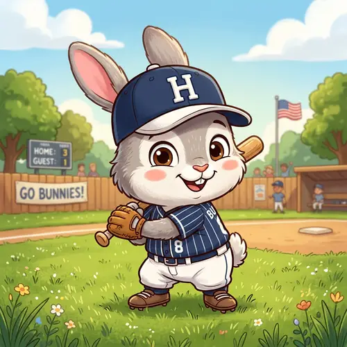 Cute Bunny Rabbit in Baseball Cap with H
