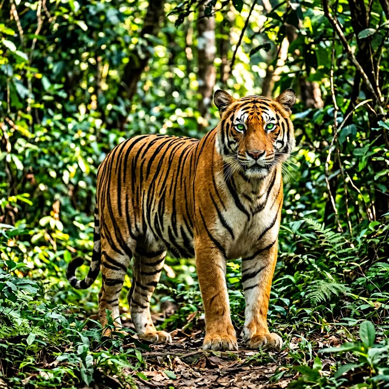 Majestic Tiger in Lush Jungle Setting