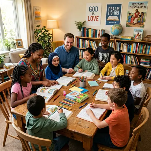 Diverse Children's Bible Class with Brothers & Sisters