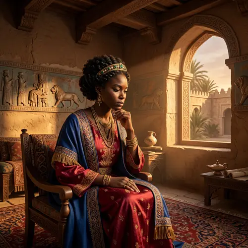 Black Esther in the Bible: A Regal Depiction of Queen Esther in Deep Contemplation
