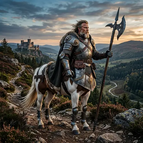 Centaur in Heavy Armor with Halberd