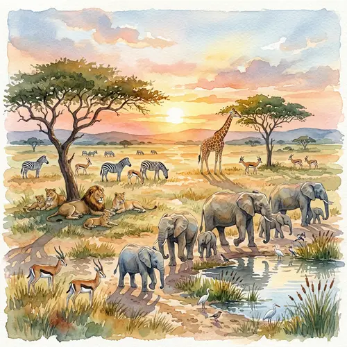 Stunning Watercolor African Safari Art