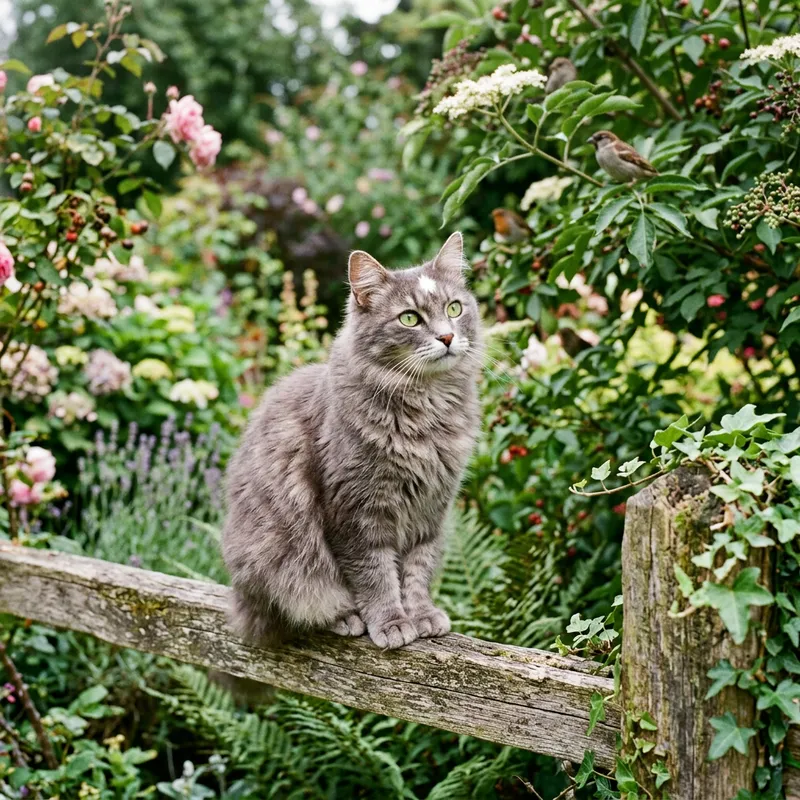 Charming Grey Cat with Bright Green Eyes and Unique Star Marking Charming Grey Cat with Bright Green Eyes and Unique Star Marking