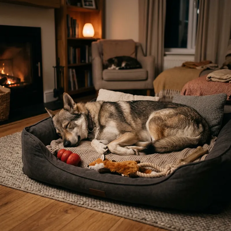 Cane Lupo Cecoslovacco Sleeping | Serene Rest on Dog Bed Cane Lupo Cecoslovacco Sleeping | Serene Rest on Dog Bed