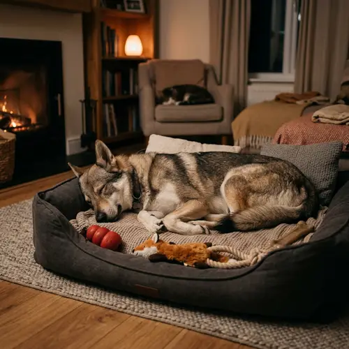 Czechoslovakian Wolfdog Sleeping | Peaceful Rest on Dog Bed